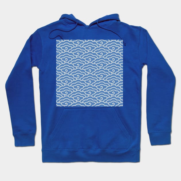 Traditional Chinese Cloud Pattern - Hong Kong Retro Light Blue with Cream Hoodie by CRAFTY BITCH